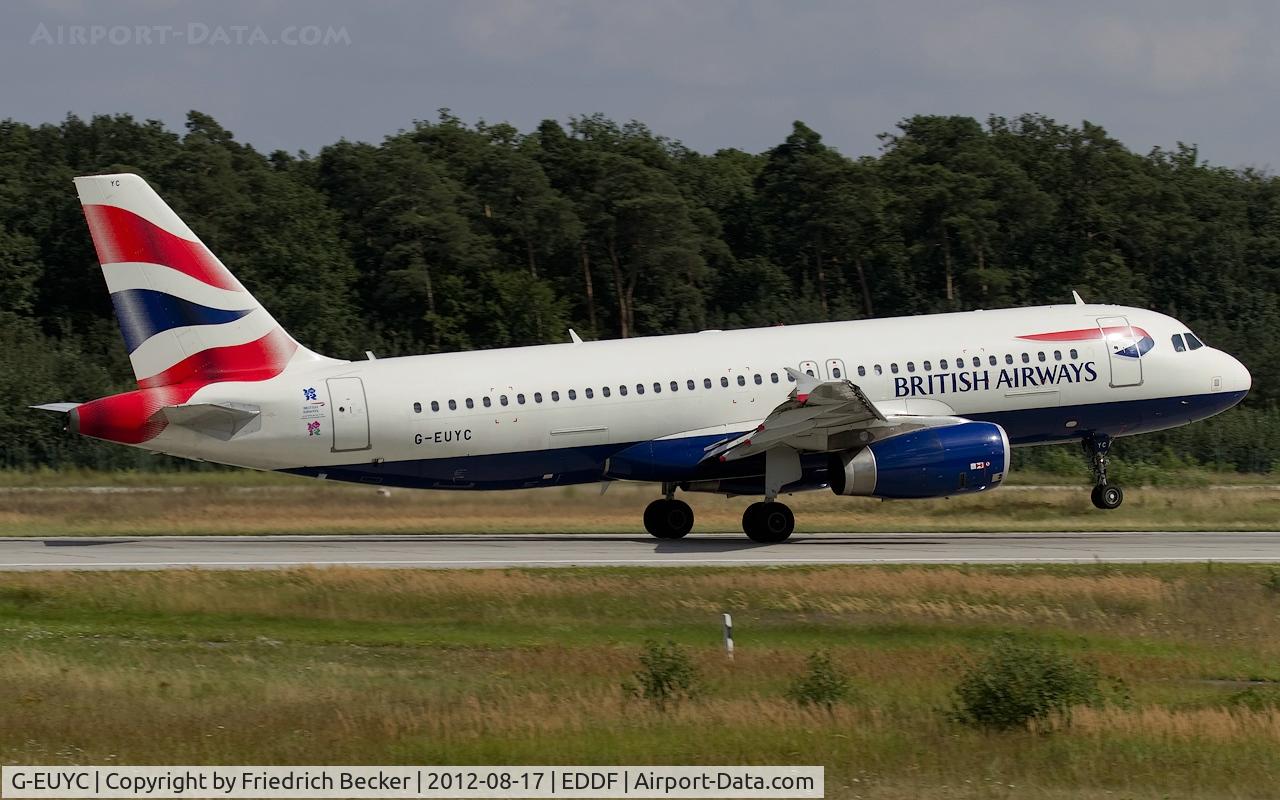 G-EUYC, 2008 Airbus A320-232 C/N 3721, departure from Frankfurt