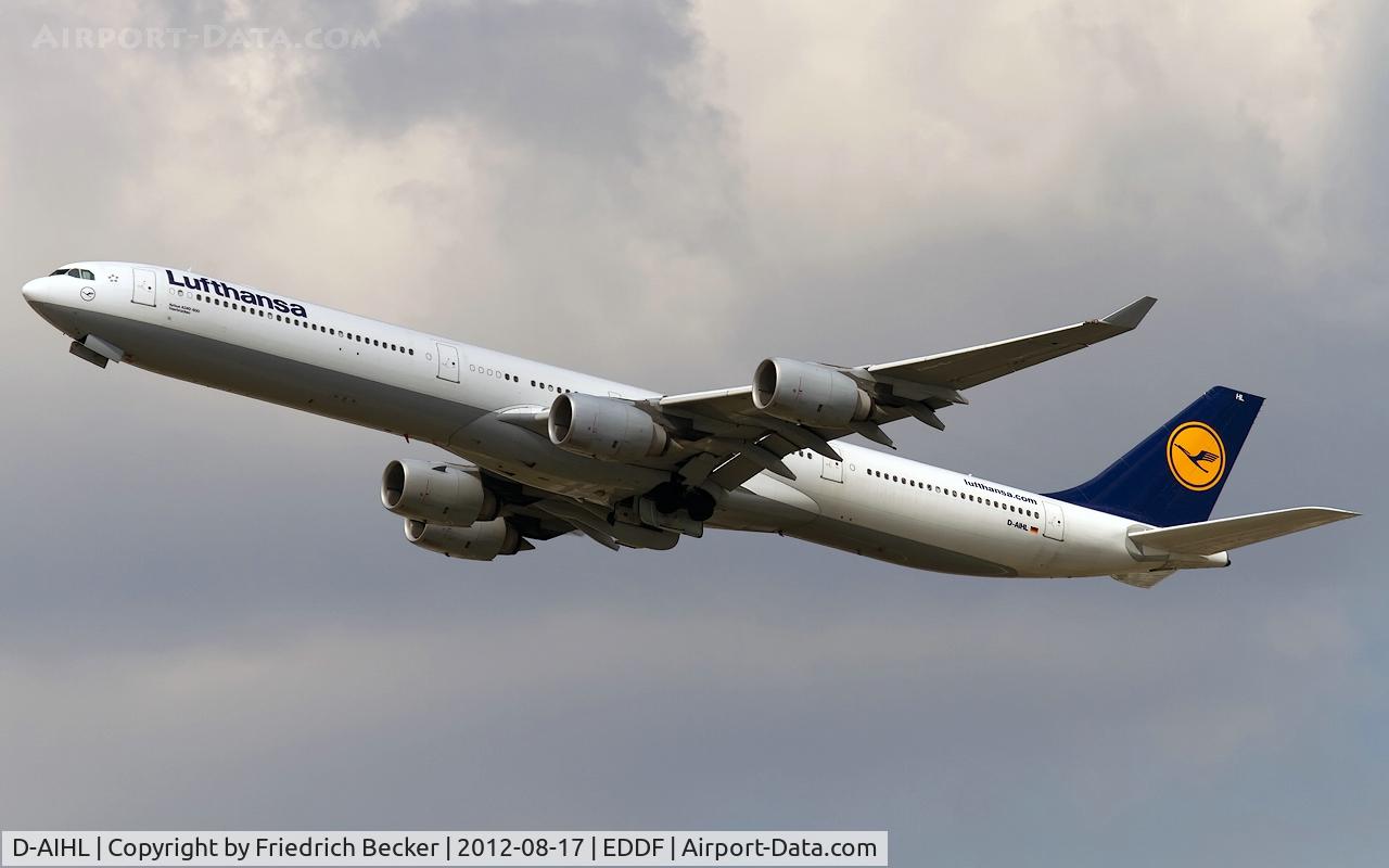 D-AIHL, 2004 Airbus A340-642 C/N 583, departure from Frankfurt