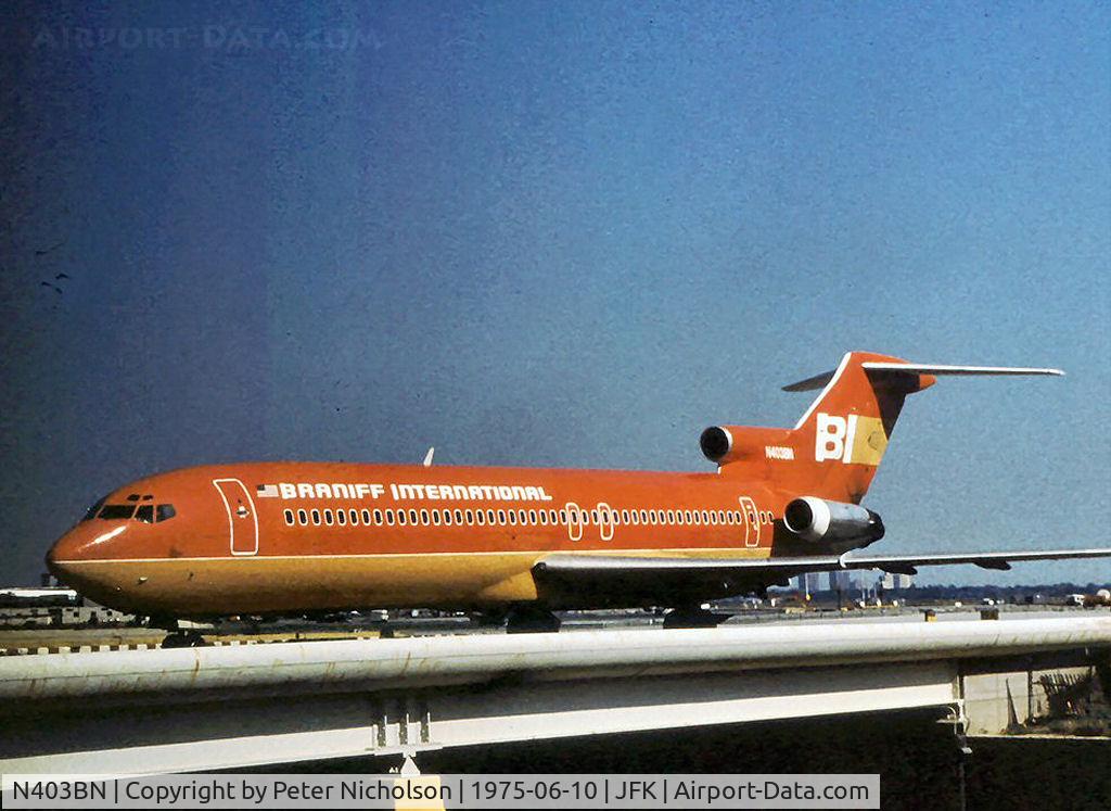 N403BN, 1970 Boeing 727-227 C/N 20394, Braniff International Boeing 727-227 as seen at Kennedy in the Summer of 1975.