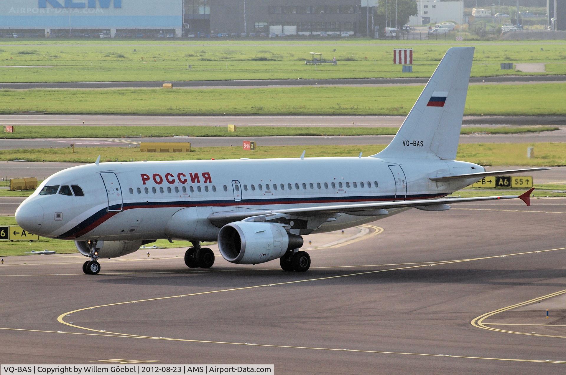 VQ-BAS, 2002 Airbus A319-111 C/N 1863, Taxi to runway 24 of Schiphol Airport for take off.