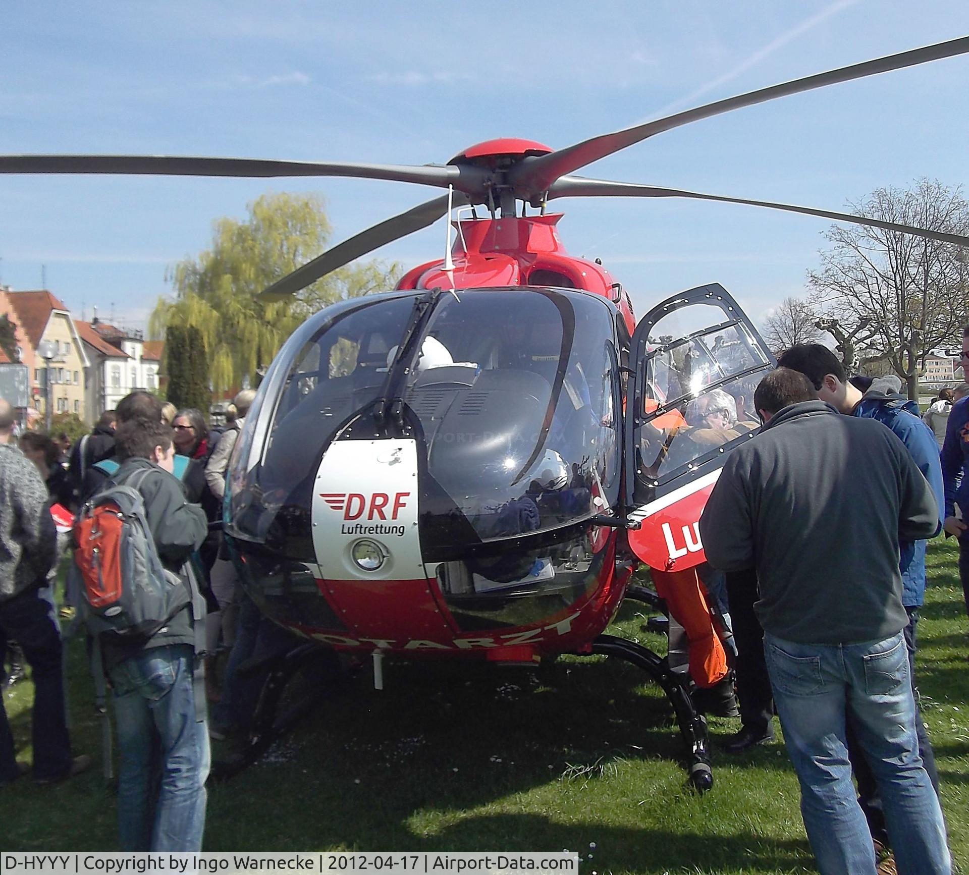 D-HYYY, Eurocopter EC-135P-1 C/N 1030, Eurocopter EC135P2+ EMS-helicopter of the DRS-Luftrettung at the lakeside park in Langenargen on the shores of Lake Constance (Bodensee) for an informational display for emergency personnel