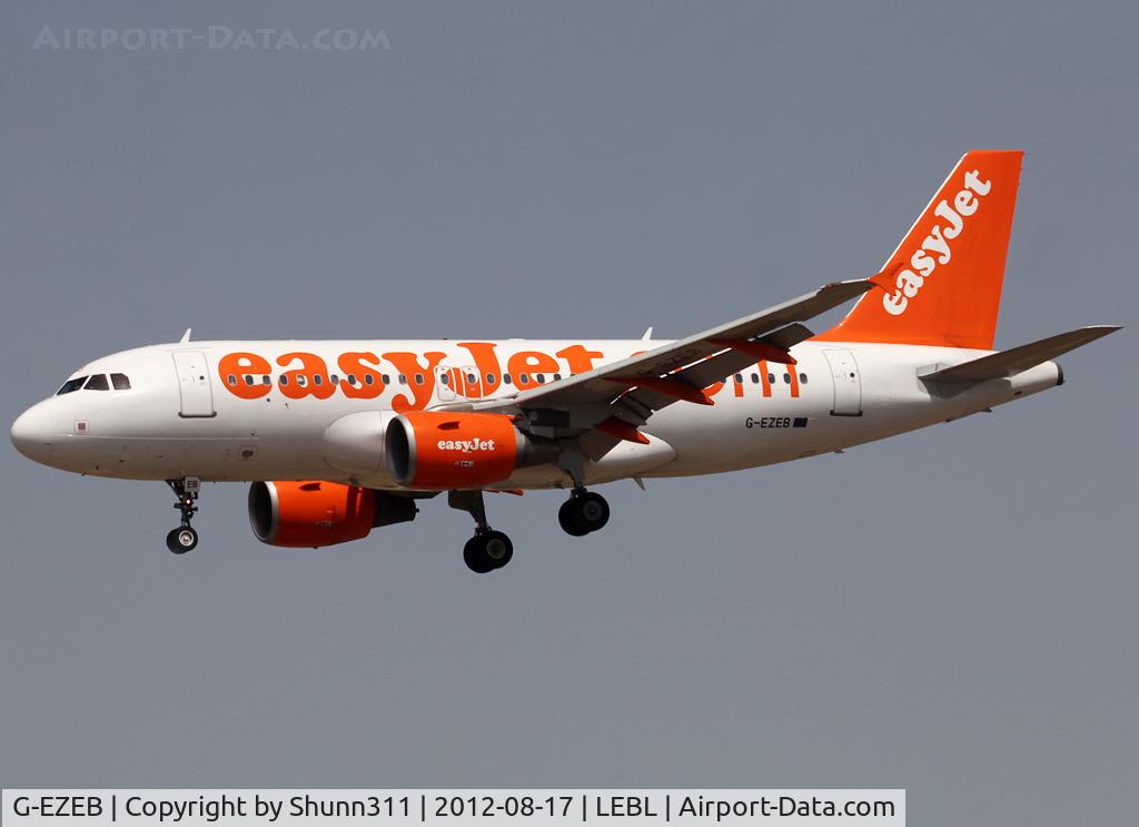 G-EZEB, 2004 Airbus A319-111 C/N 2120, Landing rwy 25R