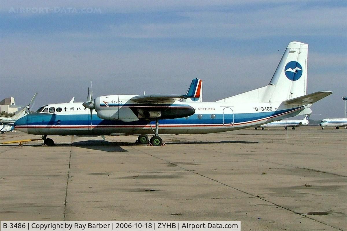 B-3486, 1988 Yunshuji Y7-100C C/N 07705, Xian Yunshuji Y-7-100C [07705] (China Northern Airlines) Harbin - Taiping~B 18/10/2006.