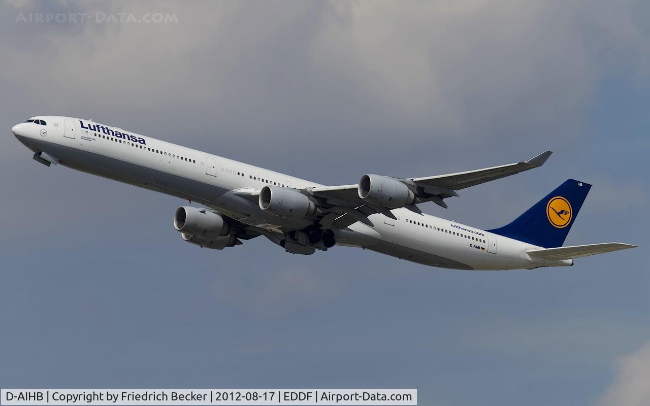 D-AIHB, 2003 Airbus A340-642 C/N 517, departure from Frankfurt