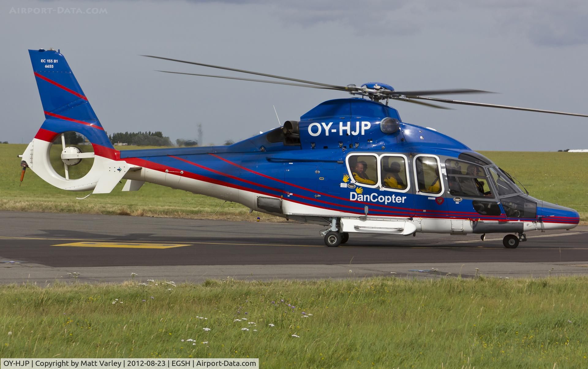 OY-HJP, 2003 Eurocopter EC-155B-1 C/N 6655, Departing SaxonAir.