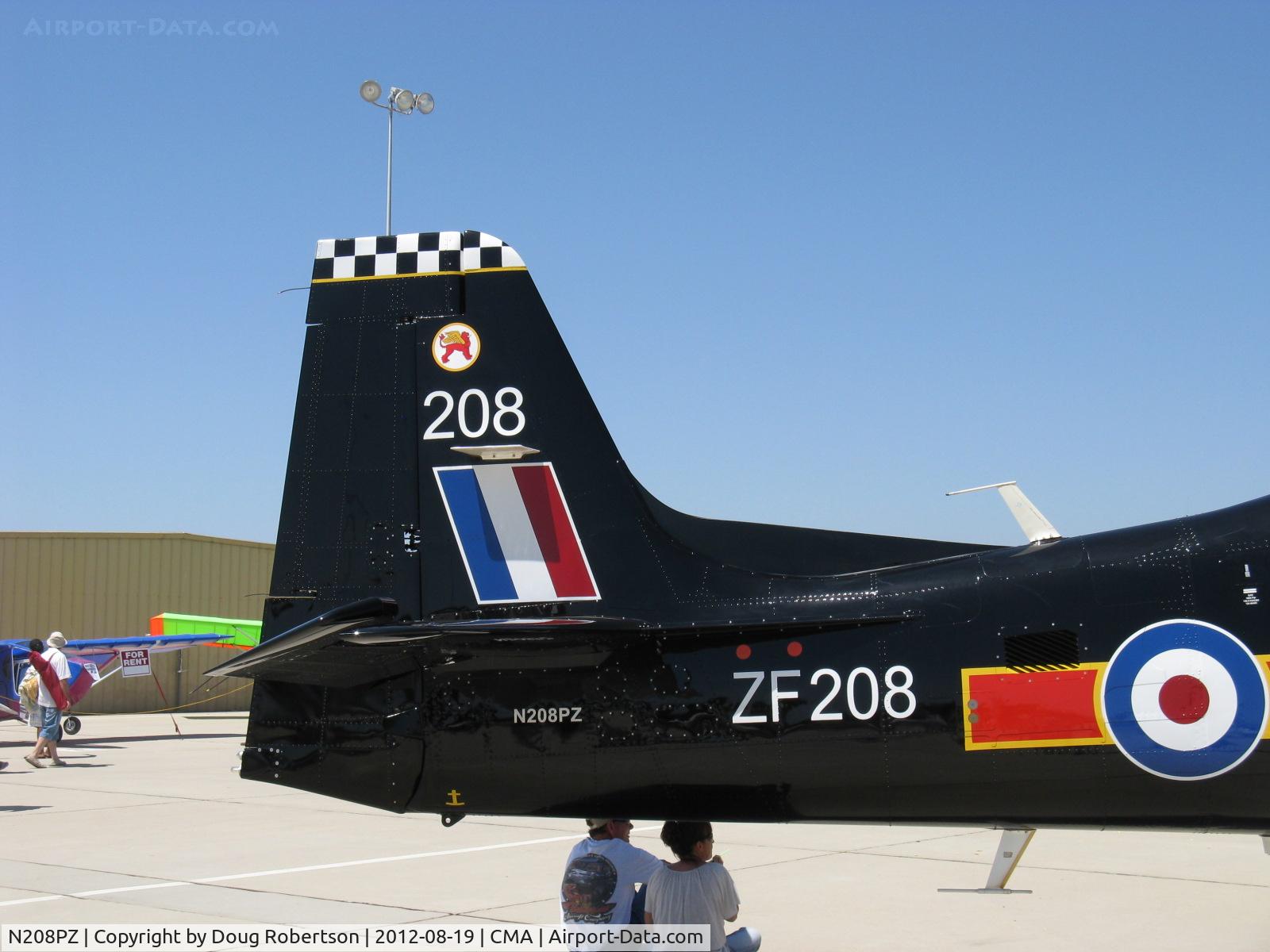 N208PZ, 1989 Short S-312 Tucano T1 C/N S034/T33, Short Bros. PLC S312 TUCANO T1 Mk.1, one Garrett TPE331-12B Turboprop 1,100 shp, in RAF livery replaced the Hunting Percival (BAC) Jet Provost basic trainer, tail data