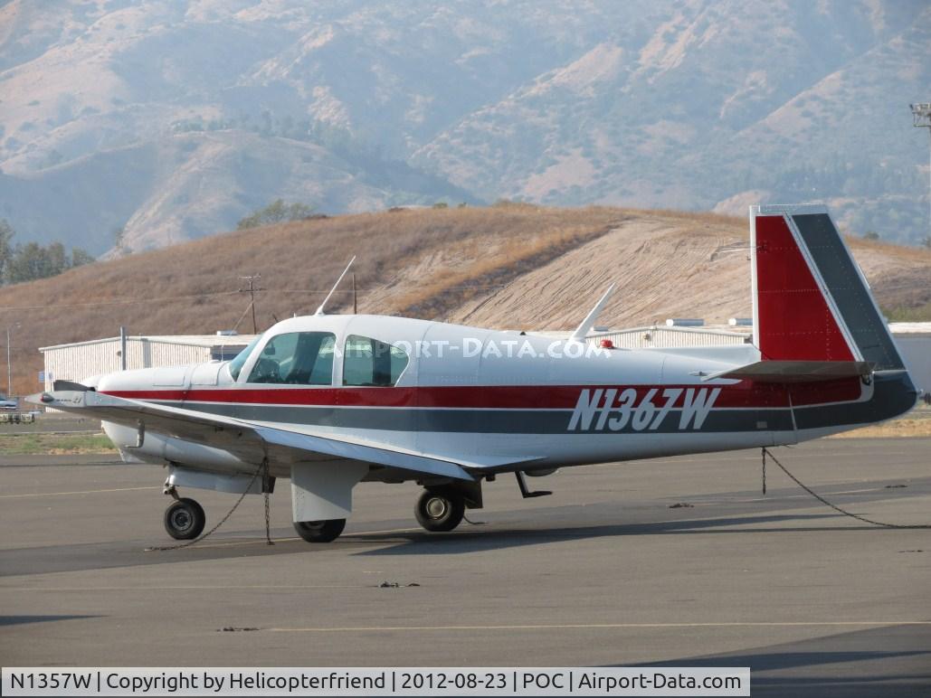 N1357W, 1963 Mooney M20C Ranger C/N 2638, Tied down and parked in transient parking