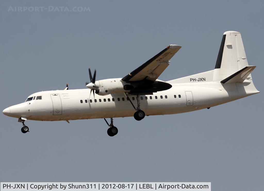 PH-JXN, 1991 Fokker 50 C/N 20239, Landing rwy 25R with small 'operated by Denim Air'... Was Sky Work flight this day...
