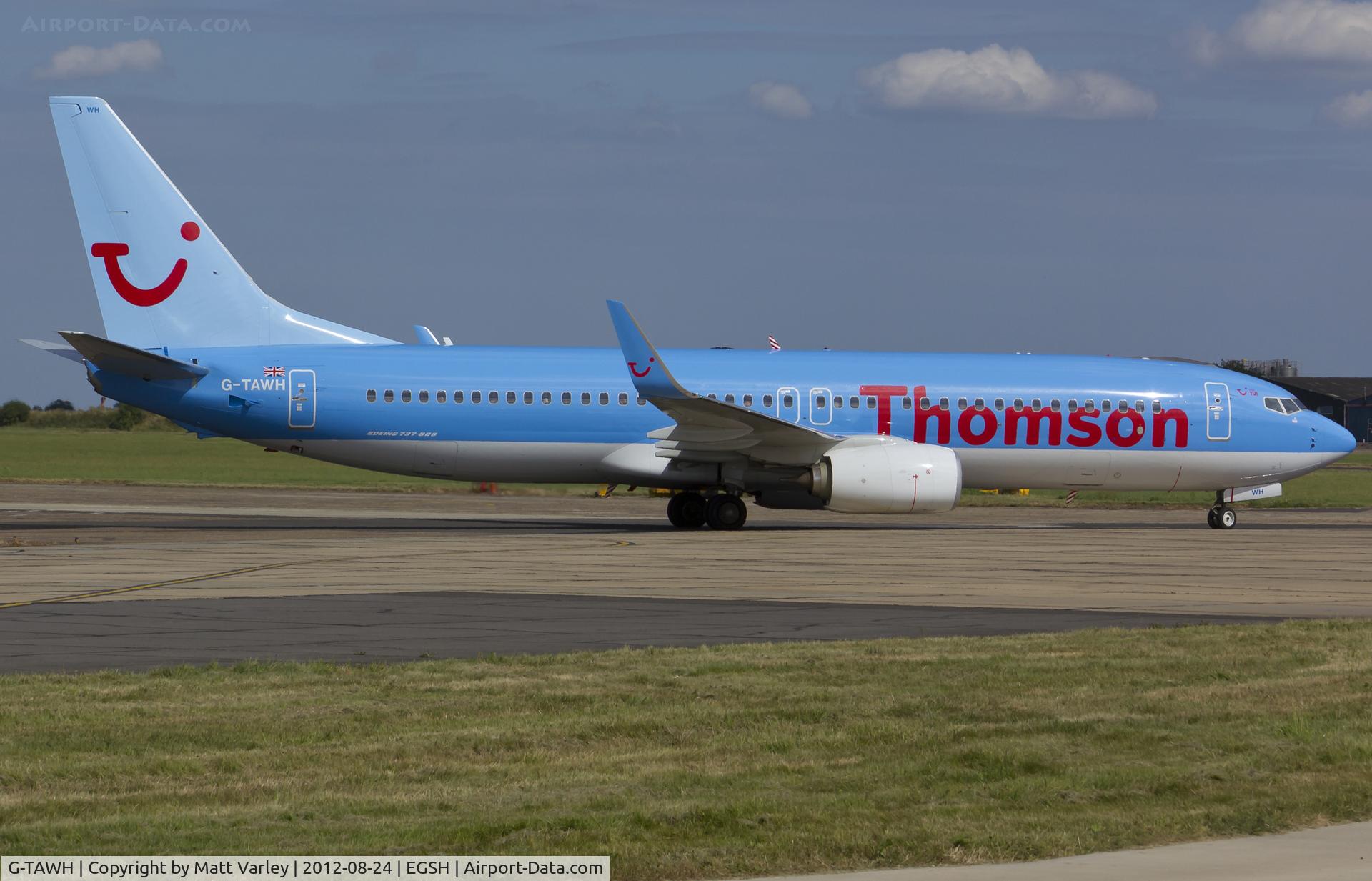 G-TAWH, 2012 Boeing 737-8K5 C/N 38107, Arriving at EGSH.
