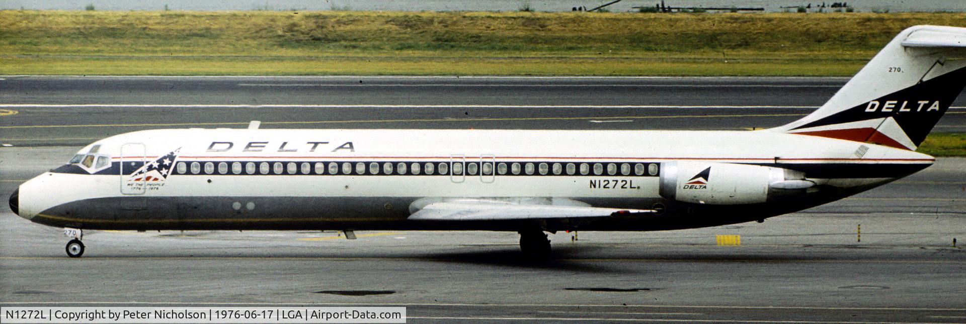 N1272L, 1969 Douglas DC-9-32 C/N 47320, DC-9-32 of Delta Airlines preparing to depart from La Guardia in the Summer of 1976.