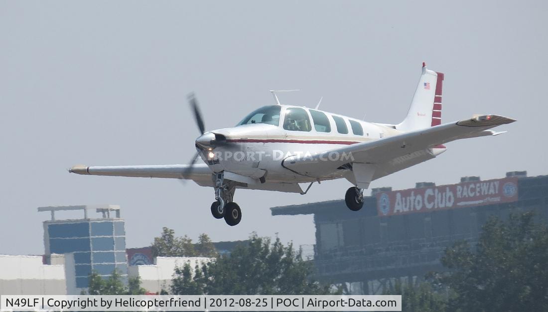 N49LF, 1979 Beech A36 Bonanza 36 C/N E-1510, Landing on 26L