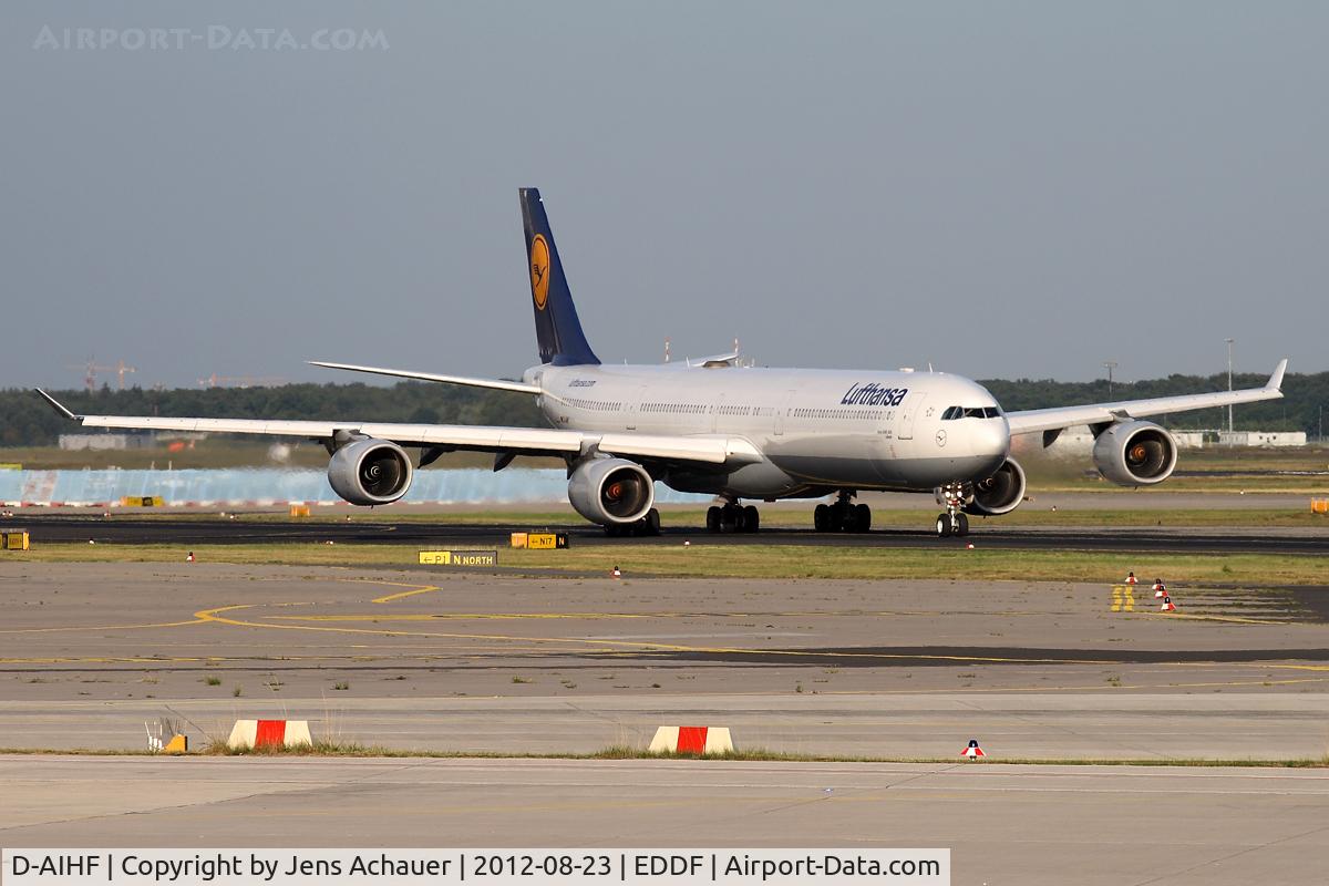 D-AIHF, 2003 Airbus A340-642 C/N 543, line up rwy 18