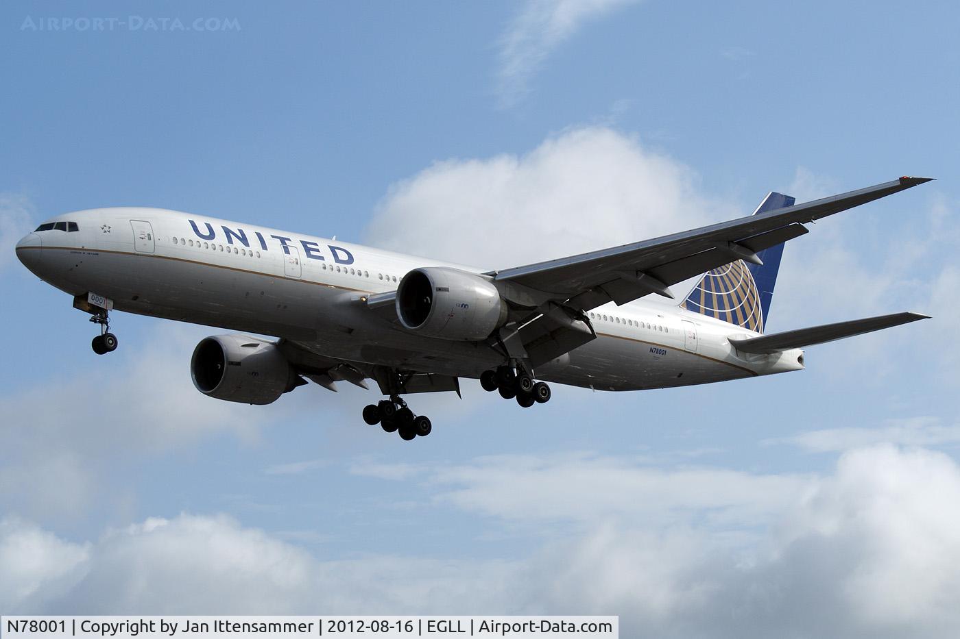 N78001, 1998 Boeing 777-224 C/N 27577, N78001 @ egll
