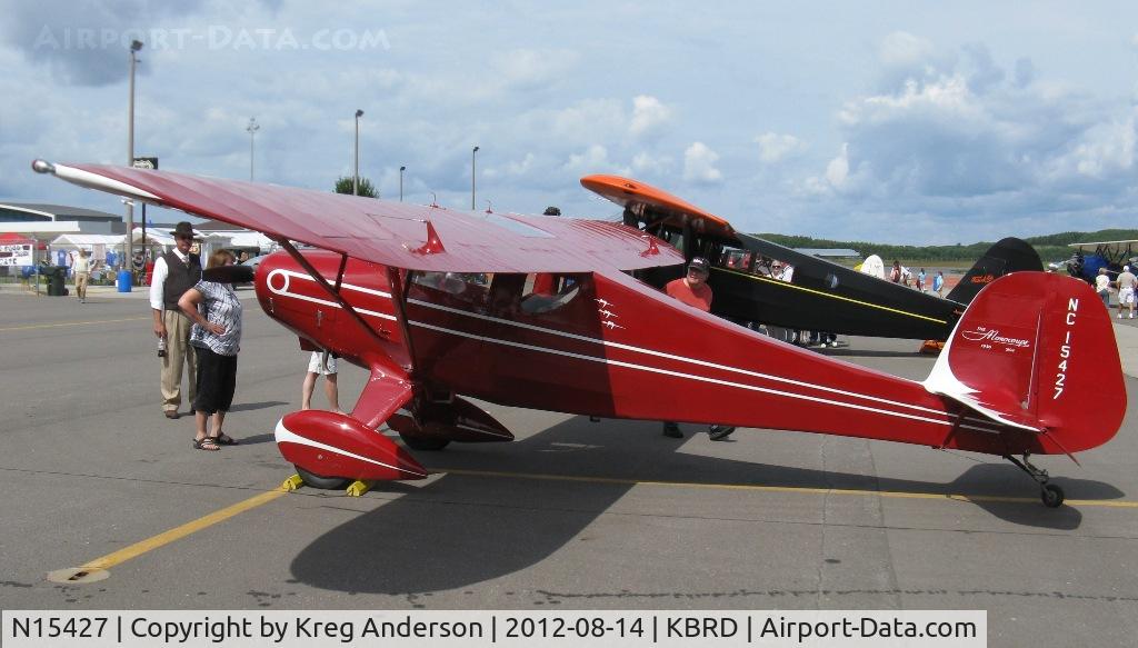 N15427, 1930 Monocoupe 90A C/N A-727, 2012 American Barnstormers Tour in Brainerd, MN.