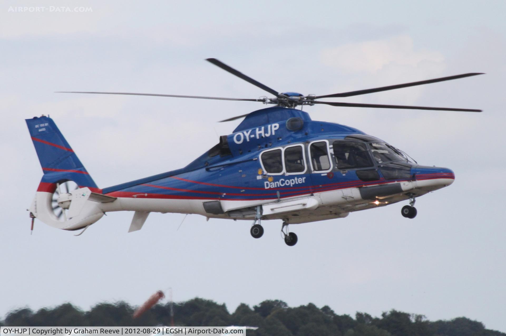 OY-HJP, 2003 Eurocopter EC-155B-1 C/N 6655, About to touch down.
