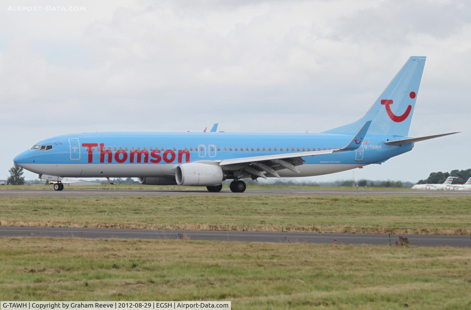G-TAWH, 2012 Boeing 737-8K5 C/N 38107, Just landed.