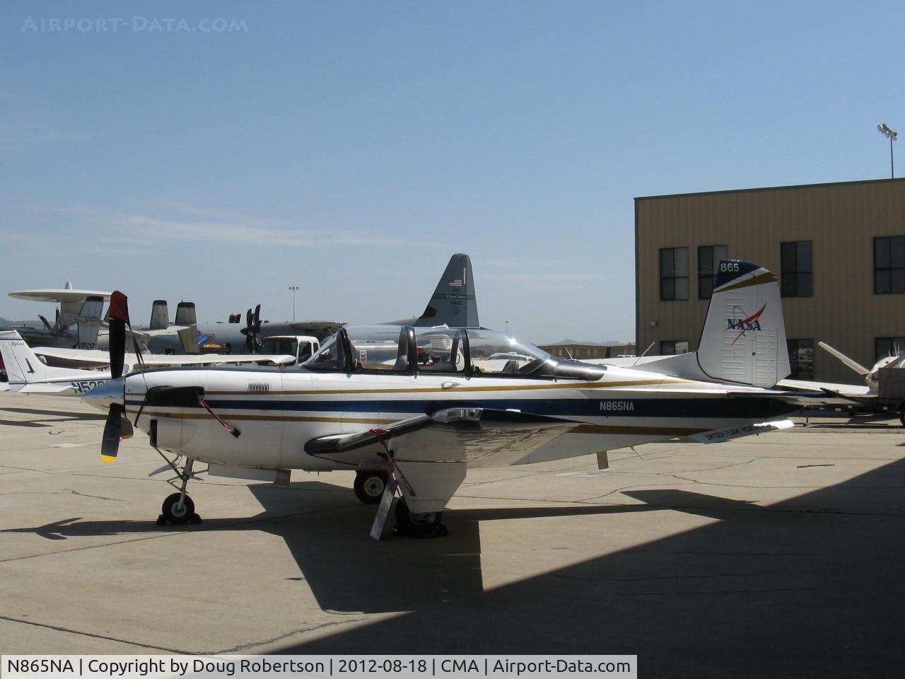 N865NA, Beech T-34C C/N 160266, Beech T34C Turbo MENTOR (TORMENTOR) of NASA Dryden, one 715 shp P&W(C)PT6A-25 turboprop derated to 400 shp. Flight test chase & photo plane based at NASA at Edwards AFB.