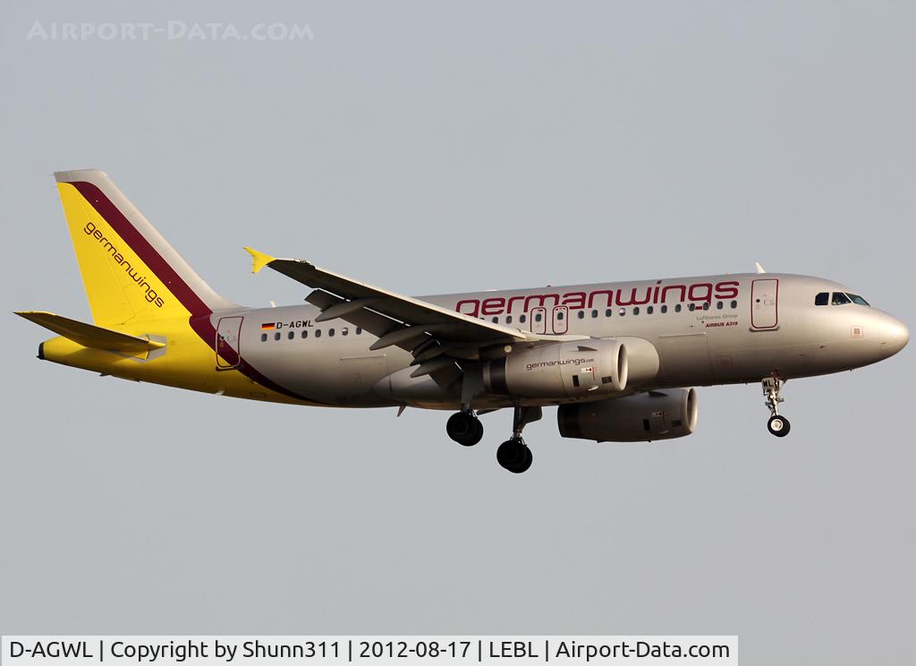 D-AGWL, 2008 Airbus A319-132 C/N 3534, Landing rwy 25R with additional 'Lufthansa Group' titles