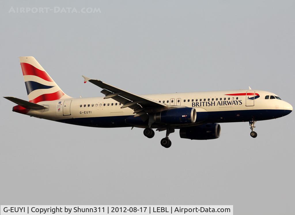 G-EUYI, 2010 Airbus A320-232 C/N 4306, Landing rwy 25R with additional 'Olympic Games' sticker