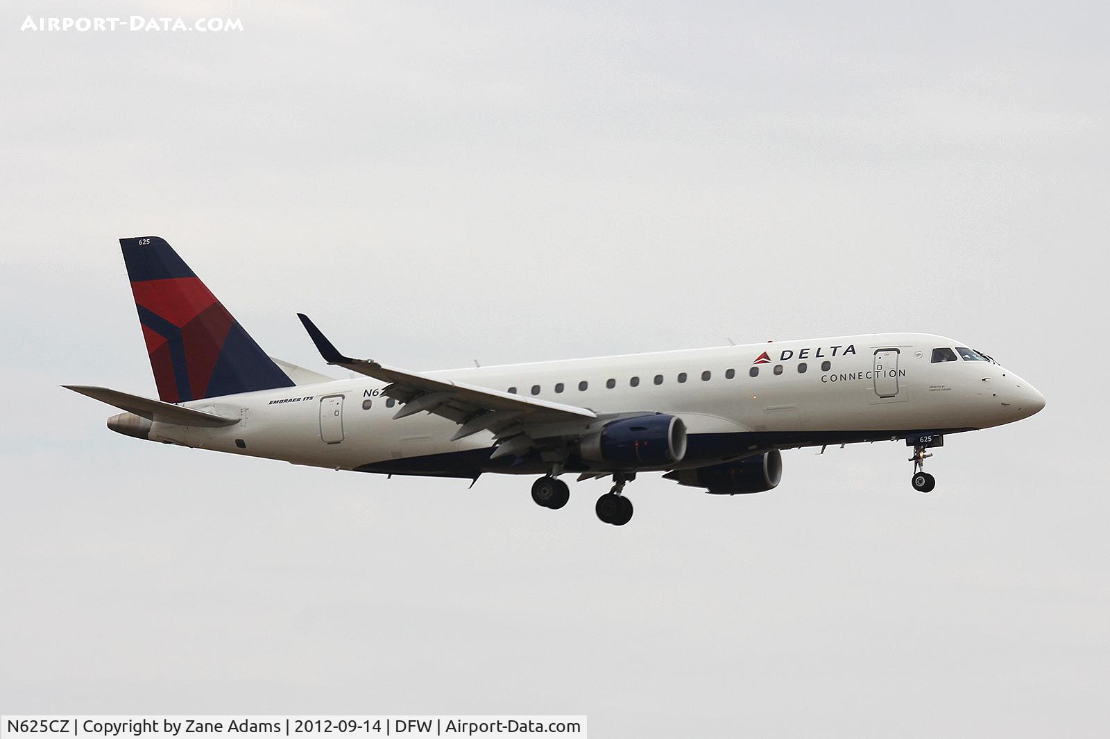 N625CZ, 2008 Embraer 175LR (ERJ-170-200LR) C/N 17000225, Delta Airlines landing at DFW Airport