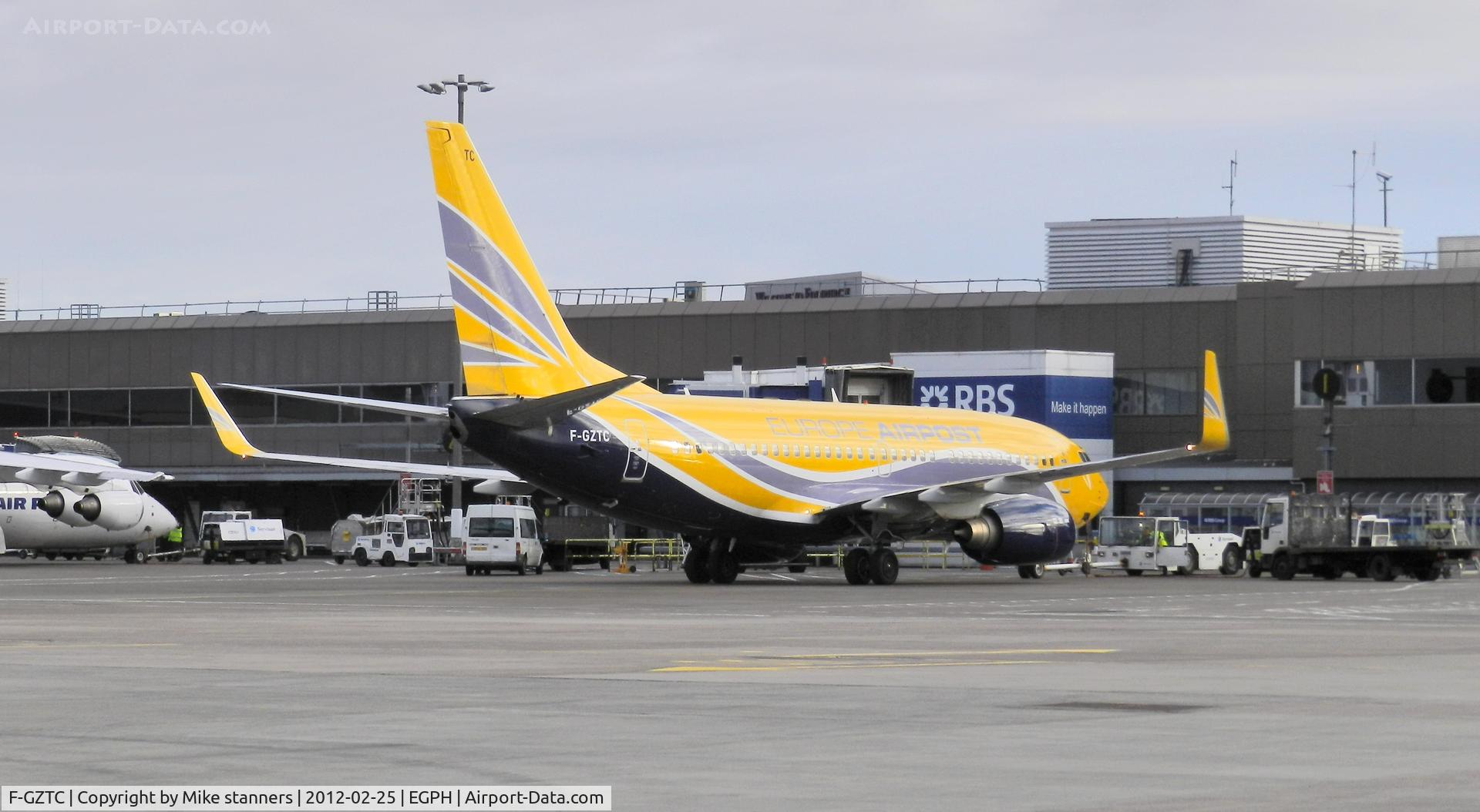 F-GZTC, 2002 Boeing 737-73V C/N 32414, Europe Airpost B737-700 On the international ramp at EDI