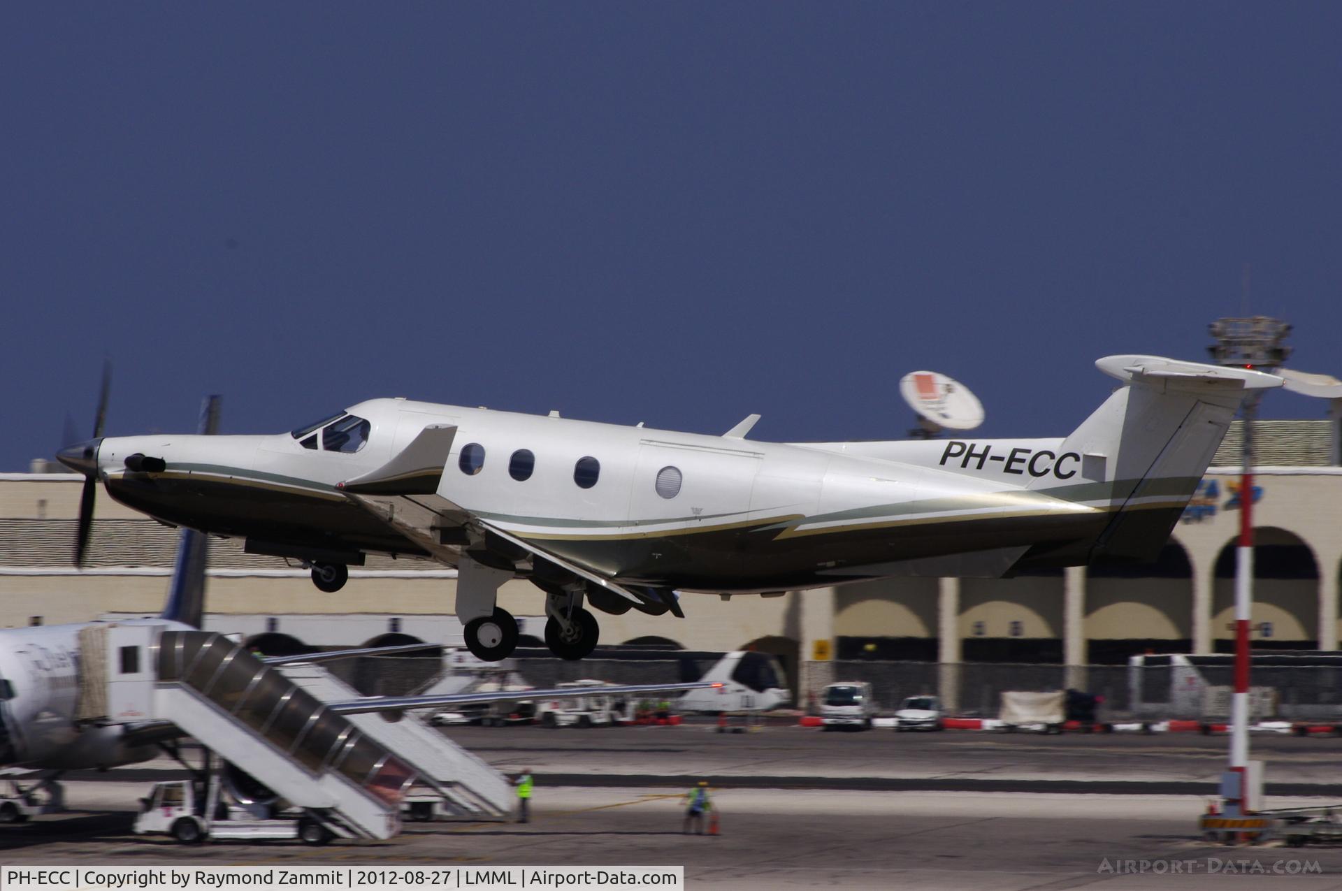 PH-ECC, 1994 Pilatus PC-12/45 C/N 107, Pilatus PC-12 PH-ECC seen departing Malta.