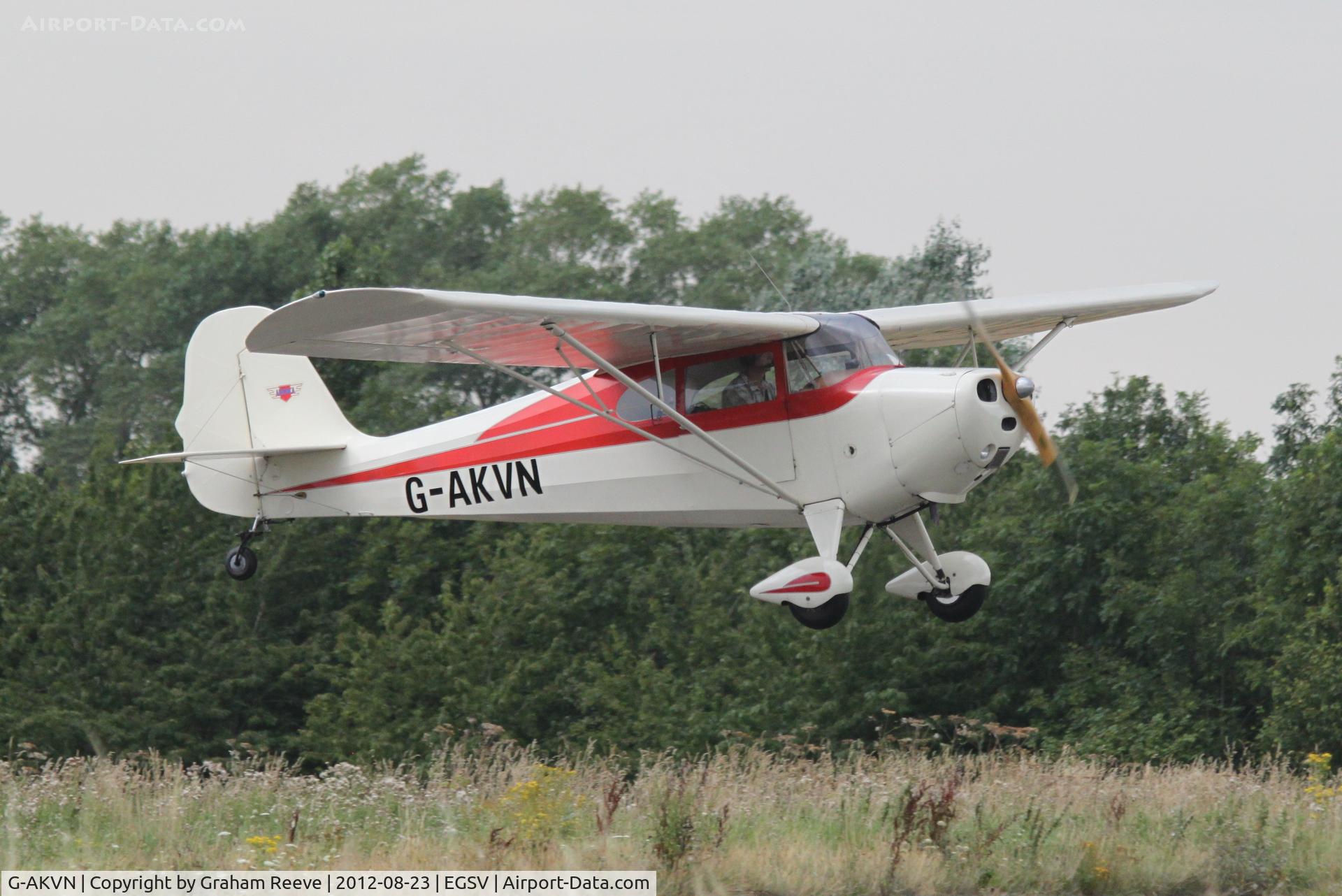 G-AKVN, 1946 Aeronca 11AC Chief Chief C/N 11AC-469, Departing from Old Buckenham.