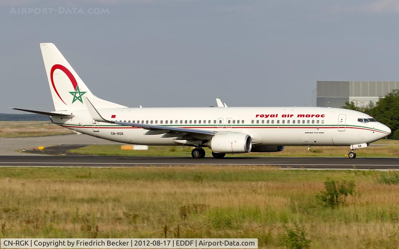 CN-RGK, 2012 Boeing 737-8B6 C/N 33073, departure from Frankfurt