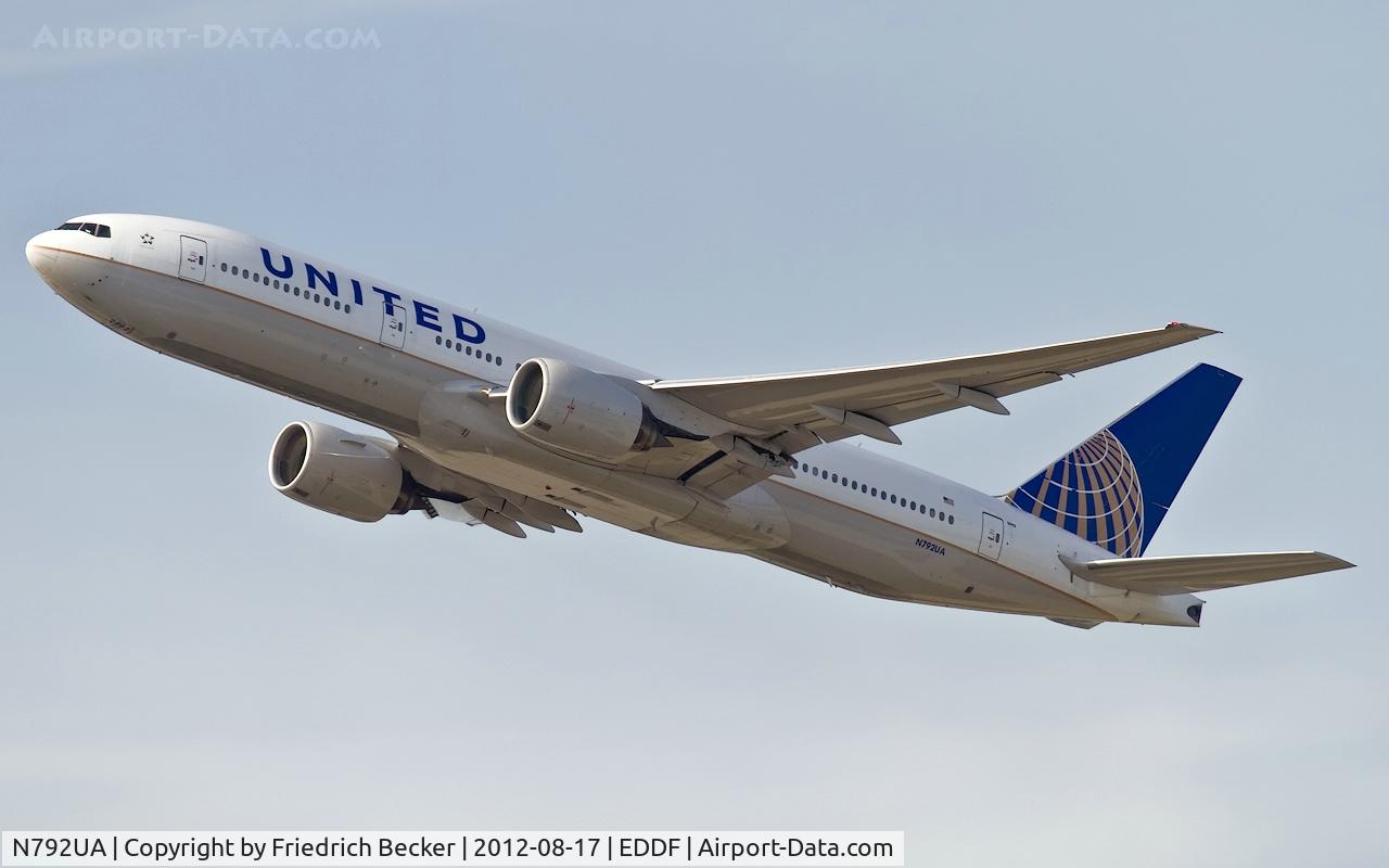 N792UA, 1997 Boeing 777-222 C/N 26934, departure from Frankfurt