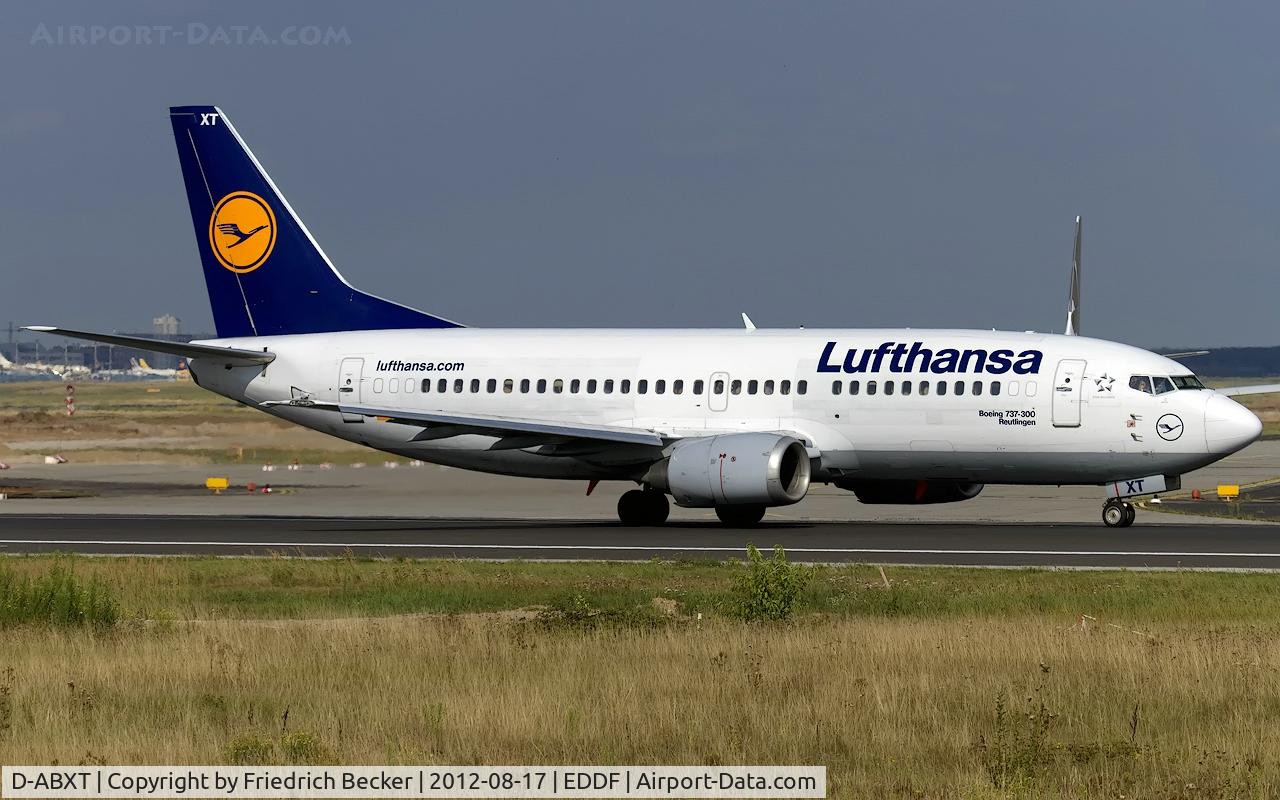D-ABXT, 1989 Boeing 737-330 C/N 24281, departure from Frankfurt