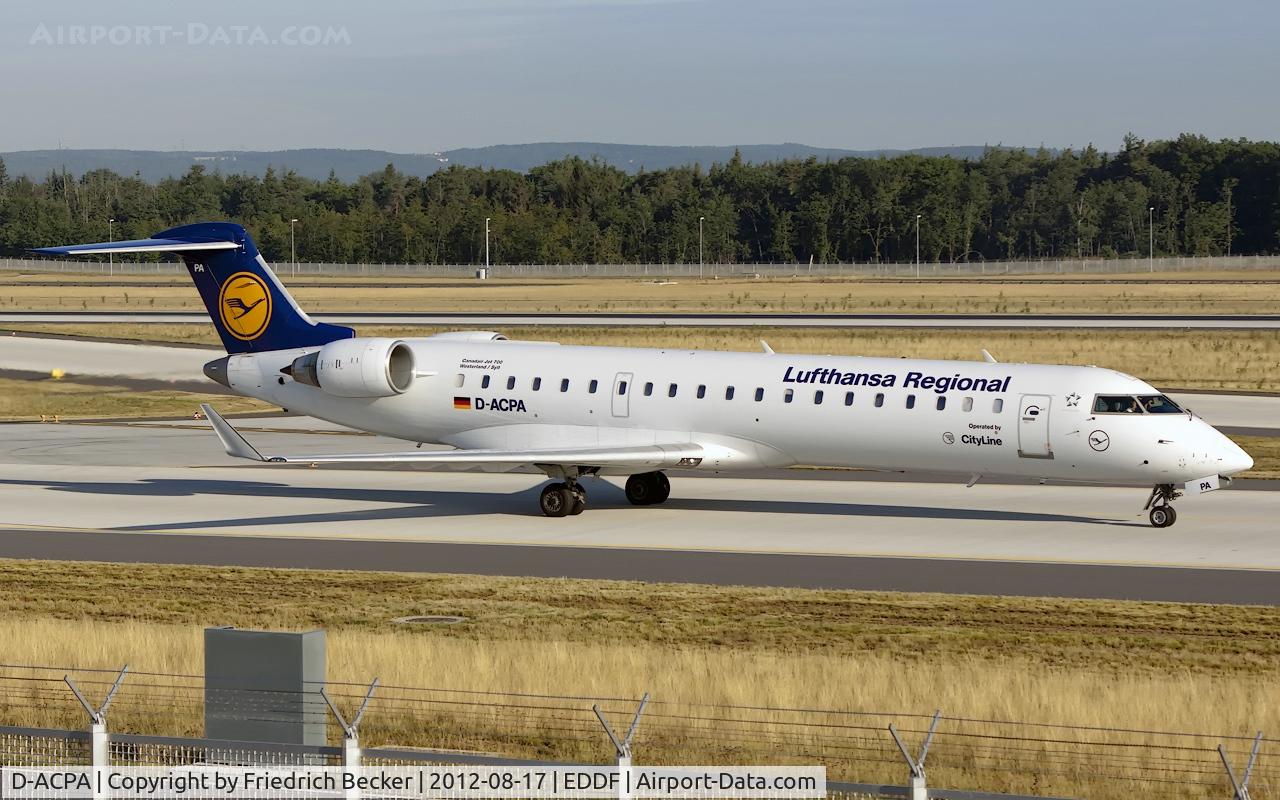 D-ACPA, 2001 Canadair CRJ-701ER (CL-600-2C10) Regional Jet C/N 10012, taxying to the gate