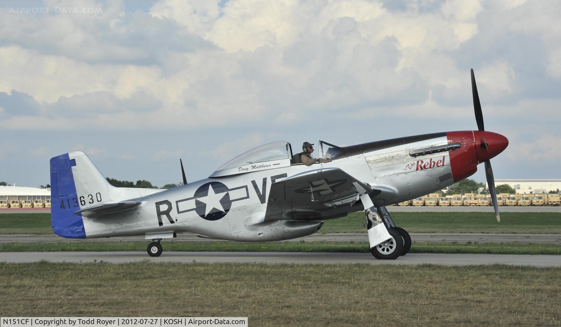 N151CF, 1944 North American P-51D Mustang C/N 44-84933N, Taxiing for departure at Airventure 2012
