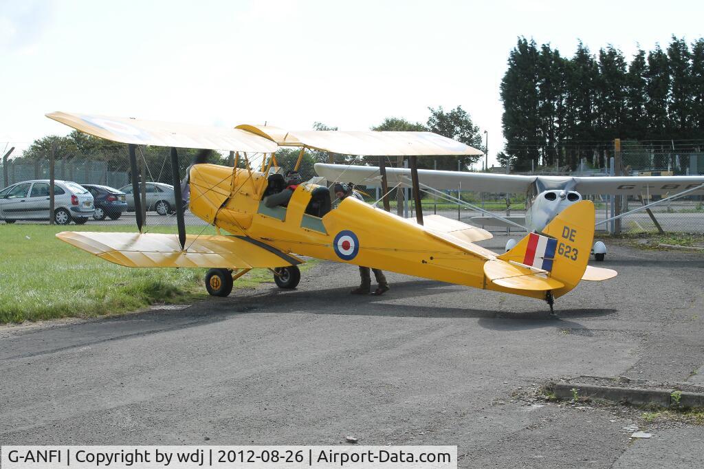 G-ANFI, 1941 De Havilland DH-82A Tiger Moth II C/N 85577, Seen at Cardiff airport, UK