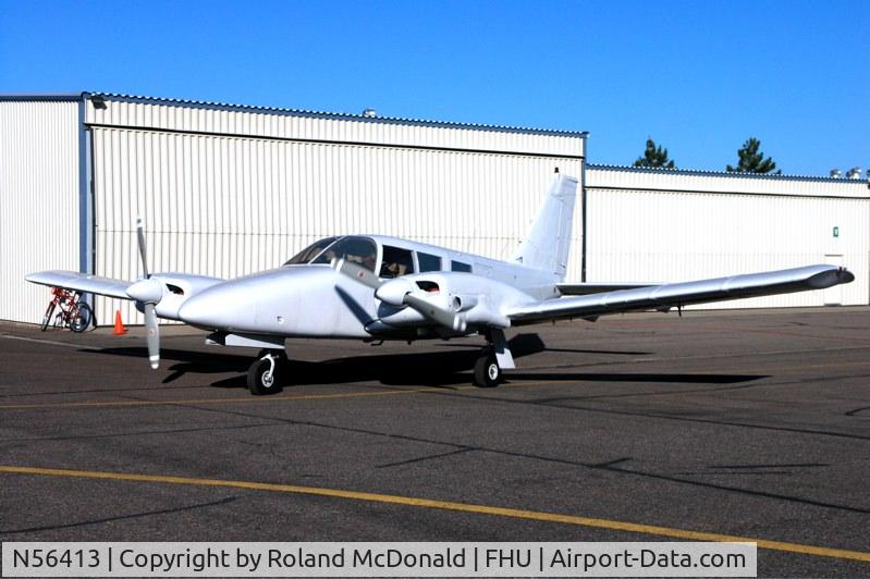 N56413, 1973 Piper PA-34-200 C/N 34-7350329, Seneca is pearl grey with turquoise numbers.