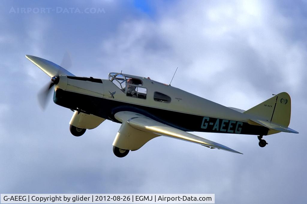 G-AEEG, 1936 Miles M-3A Falcon Major C/N 216, Over from Shuttleworth for the day