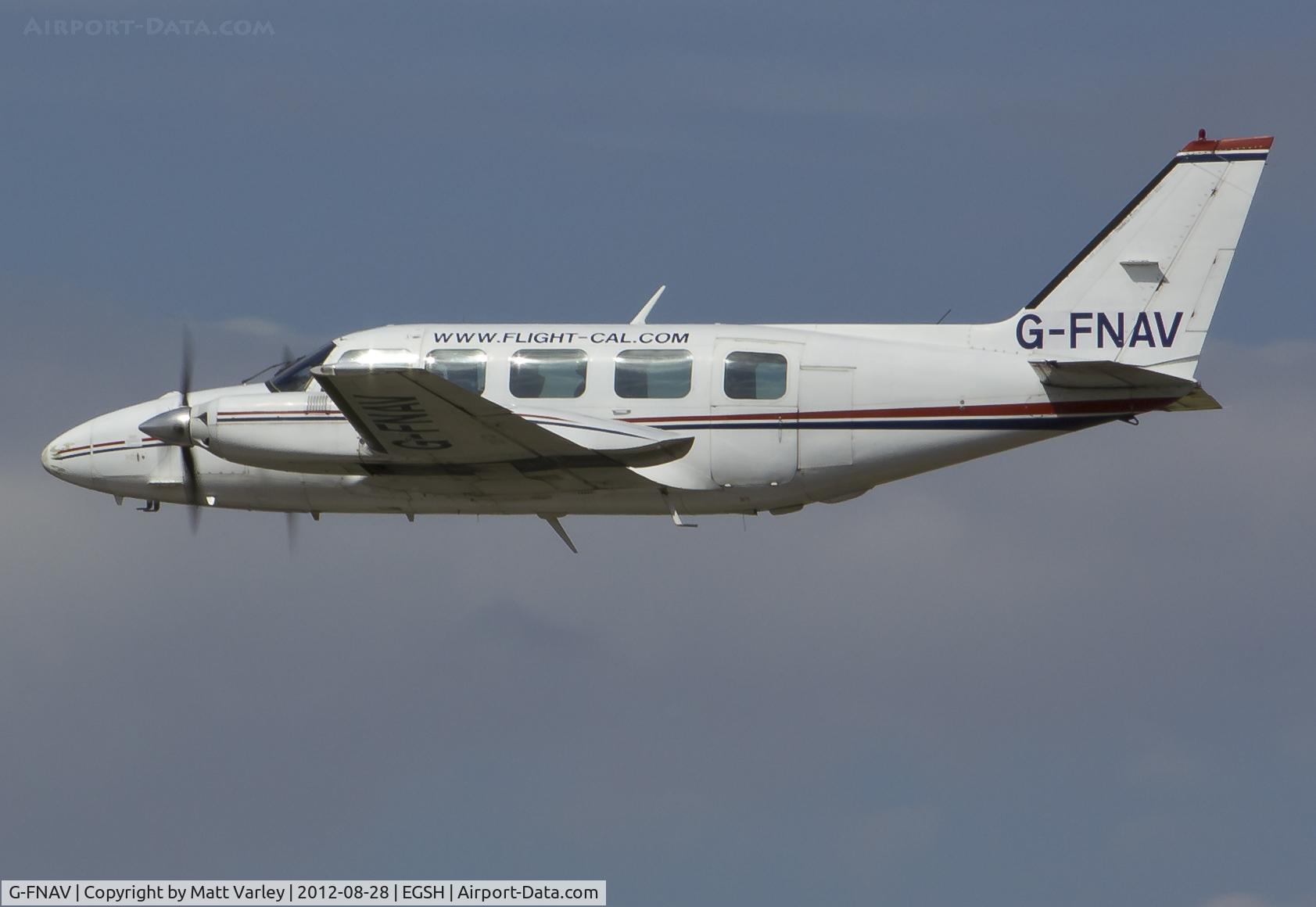 G-FNAV, 1977 Piper PA-31-350 Chieftain C/N 31-7752187, Performing a run through at EGSH.