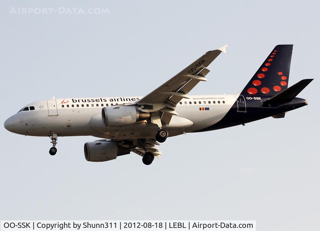 OO-SSK, 2000 Airbus A319-112 C/N 1336, Landing rwy 25R