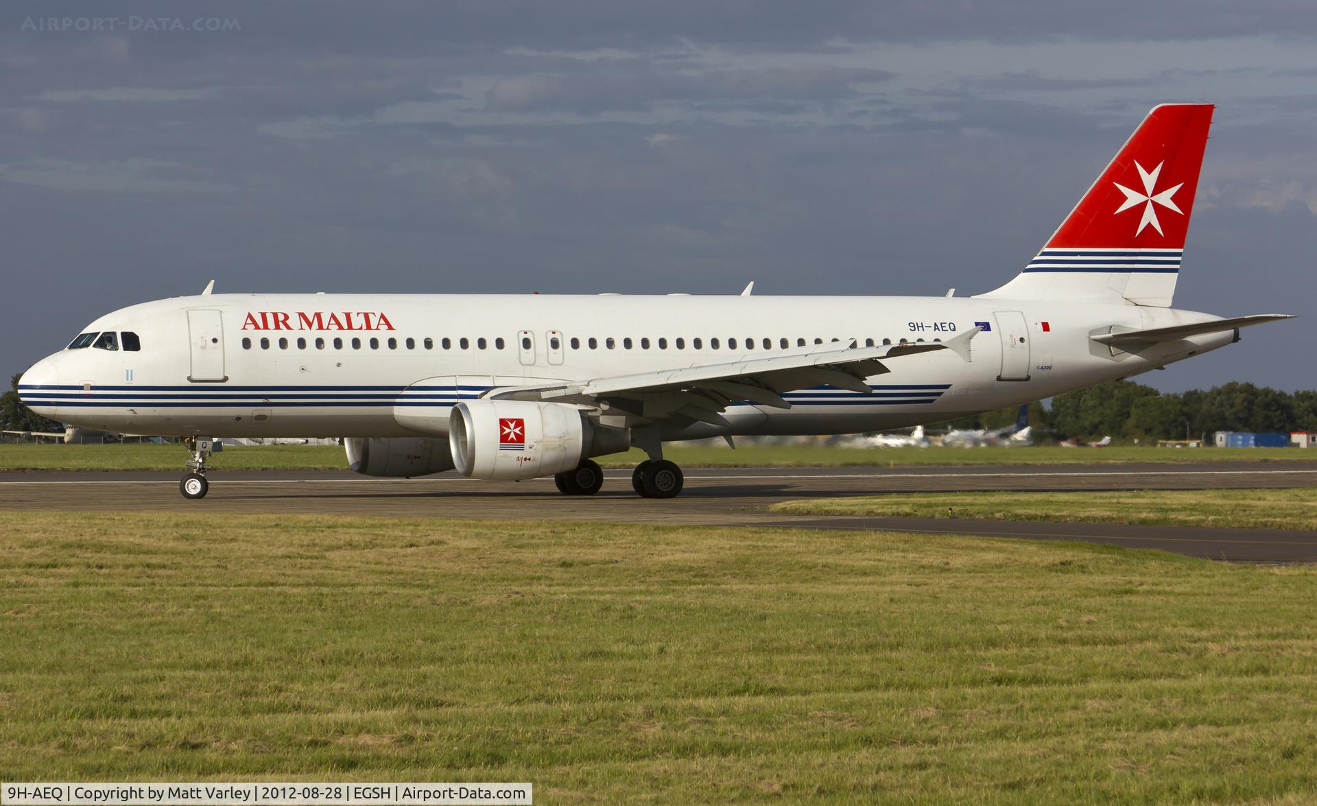 9H-AEQ, 2007 Airbus A320-214 C/N 3068, Arriving in the evening sun.