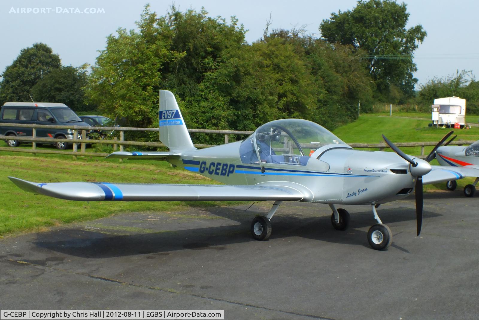 G-CEBP, 2006 Aerotechnik EV-97 Eurostar C/N 2825, at Shobdon Airfield, Herefordshire