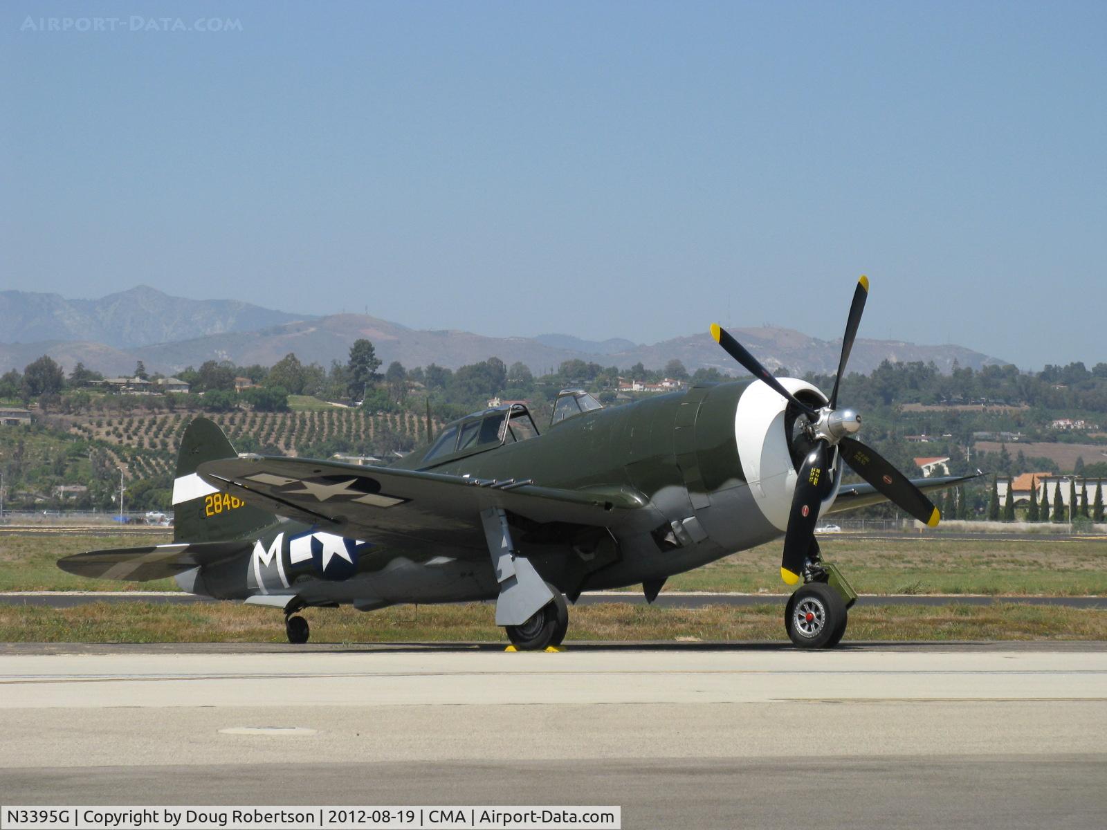 N3395G, 1942 Republic P-47G-15-CU Thunderbolt C/N 42-25254, 1942 Republic P-47G THUNDERBOLT 'Jug', P&W R-2800 Double Wasp radial 2,300 Hp, on the flight line for Wings Over Camarillo Airshow 2012