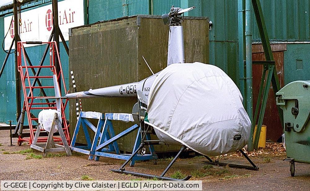G-GEGE, 1999 Robinson R22 Beta C/N 2994, Originally owned to and Trading as, Heli-Hire in October 1999 and currently with and Trading as, CSL Industrial since November 2000. De-registered and cancelled by CAA in July 2001. See: http://tinyurl.com/7wjb5qk