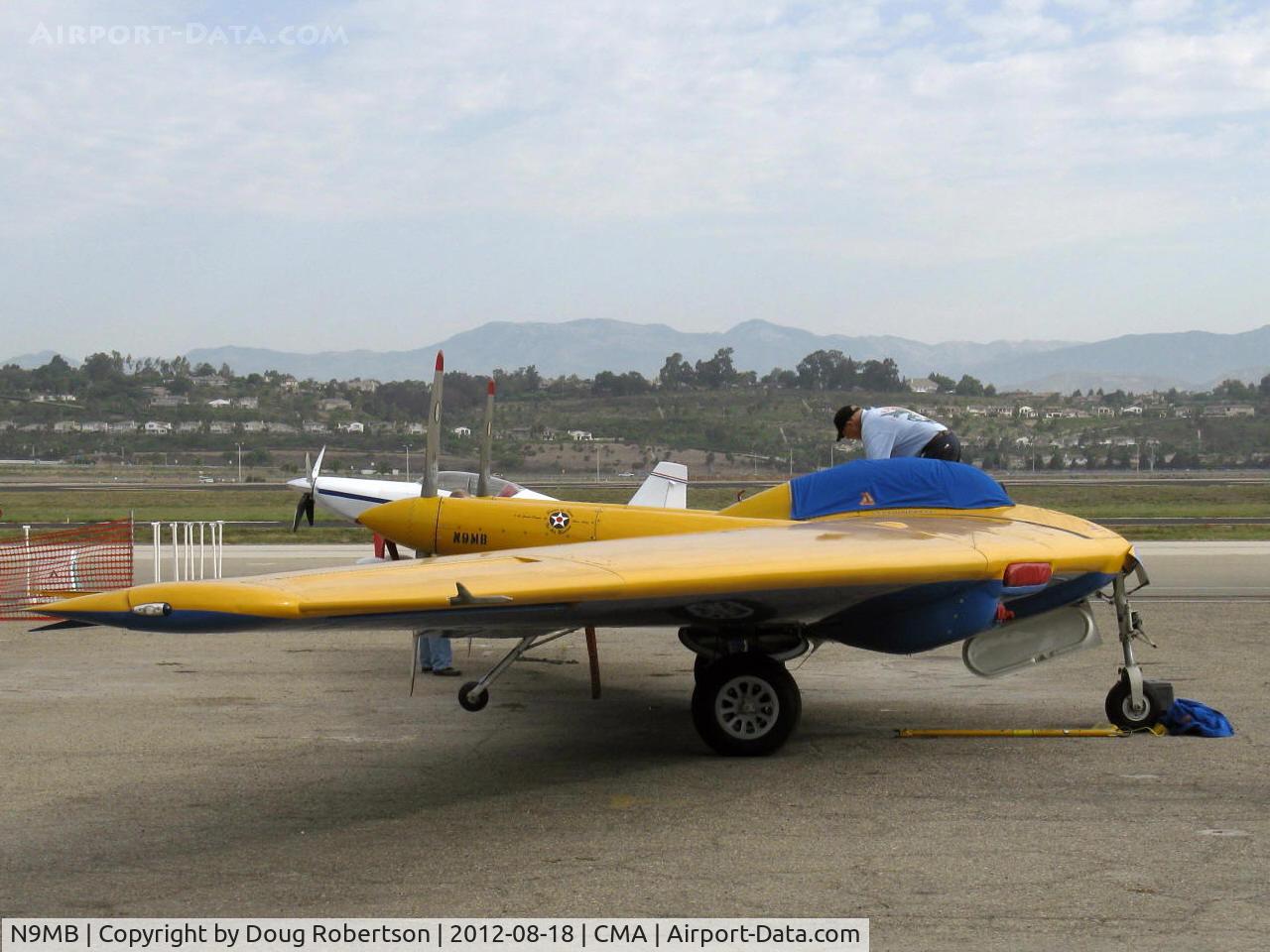 N9MB, 1945 Northrop N9M C/N 04, 1945 Northrop Flying Wing N9M, two Franklin XO-540-7 300 Hp each pushers, Experimental class magnificent rebuild by Planes of Fame, Chino. at the Commemorative Air Force ramp