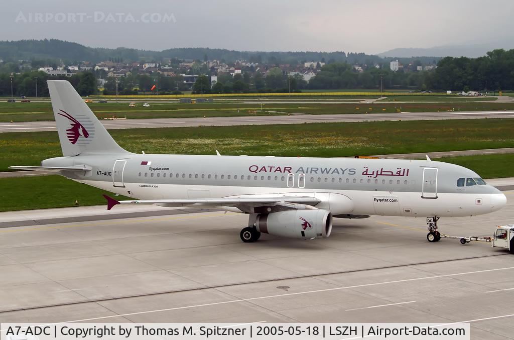 A7-ADC, 2002 Airbus A320-232 C/N 1773, Qatar Airways A7-ADC being pushed back for departure