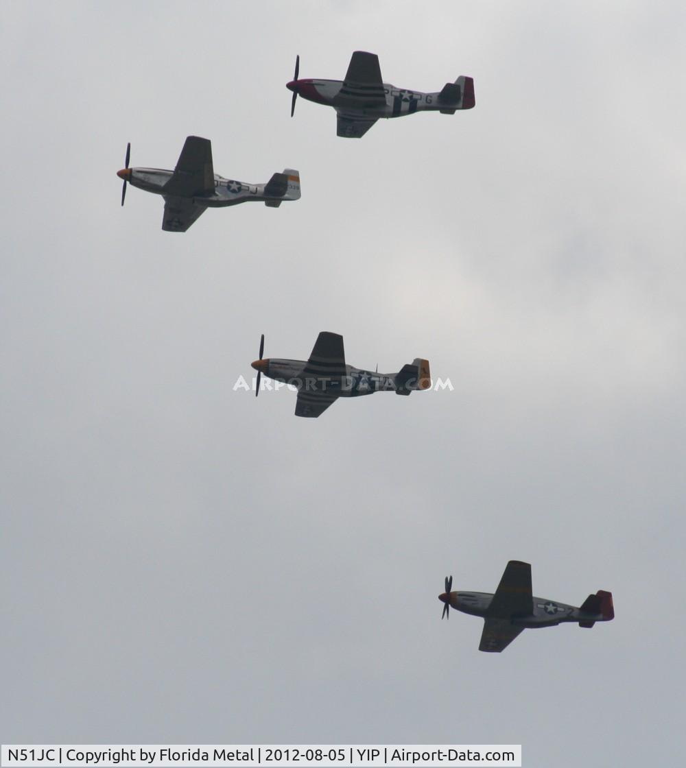 N51JC, 1944 North American P-51D Mustang C/N 122-38798, The Brat III in 4 ship formation
