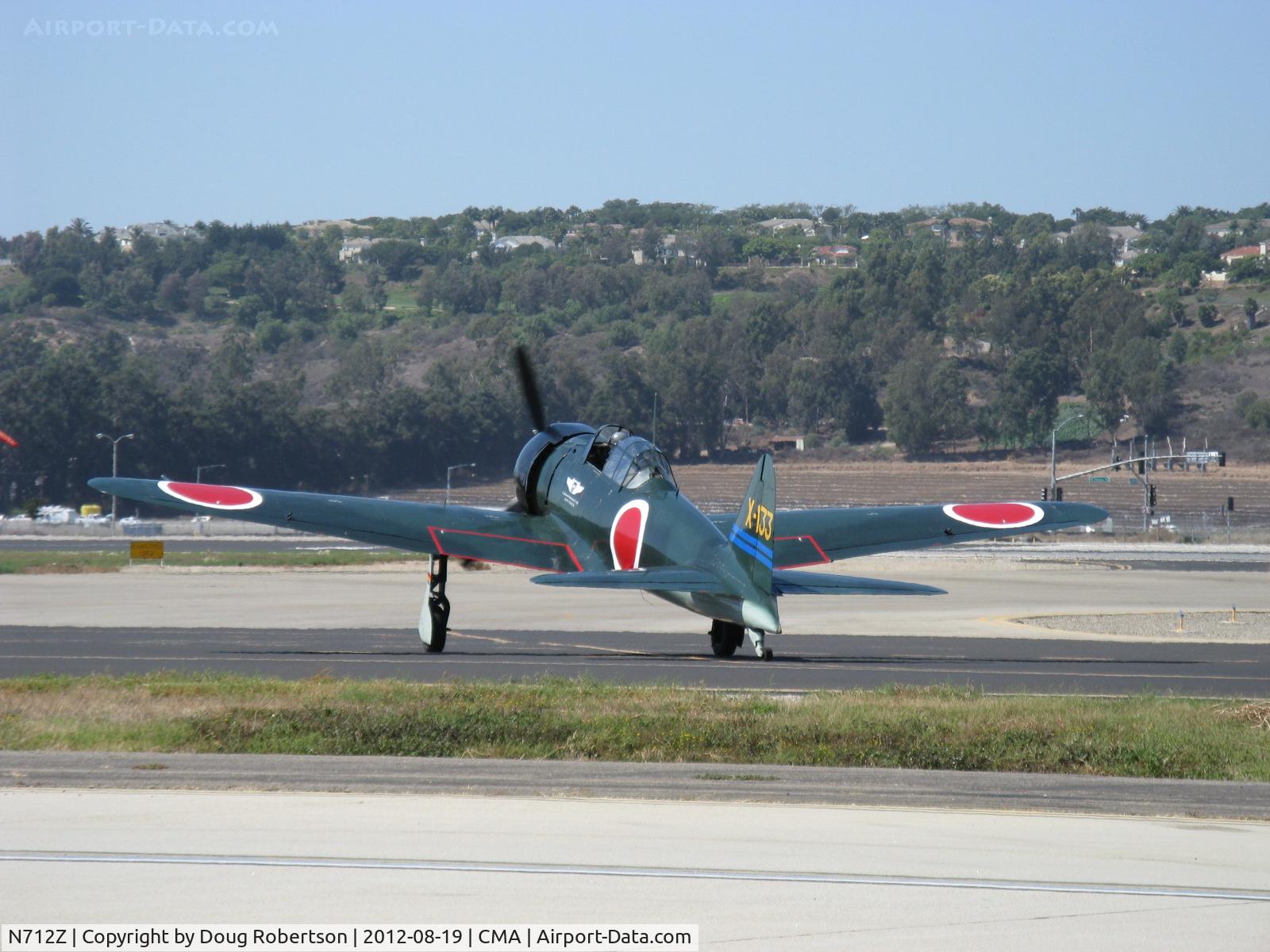 N712Z, 1942 Mitsubishi A6M3 Reisen (Zero) C/N 3869, 1942 Mitsubishi A6M ZERO-SEN (ZEKE), P&W R-1820 Double Wasp 1,130 Hp upgrade from original Nakajima Sakai, taxi
