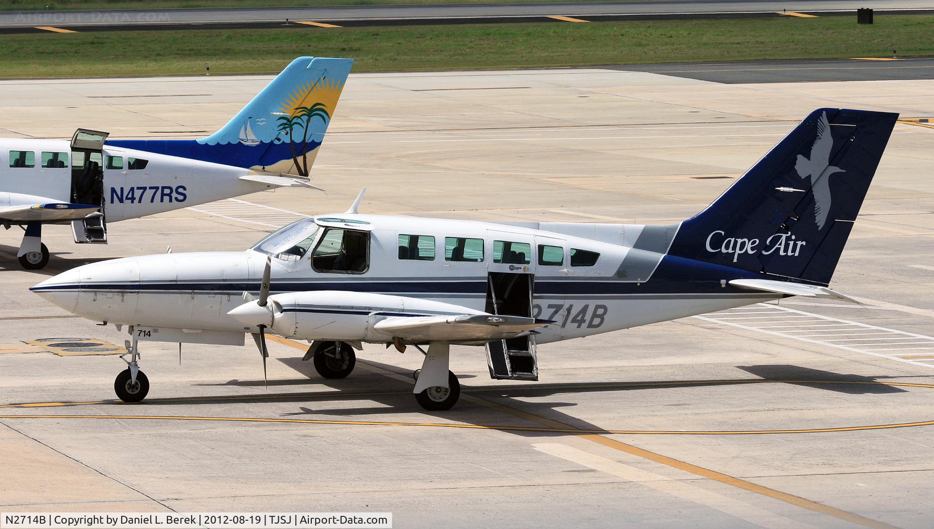 N2714B, Cessna 402C C/N 402C0210, A Cape Air Cessna 402C awaits passengers at SJU to take them to their next sunny destination.