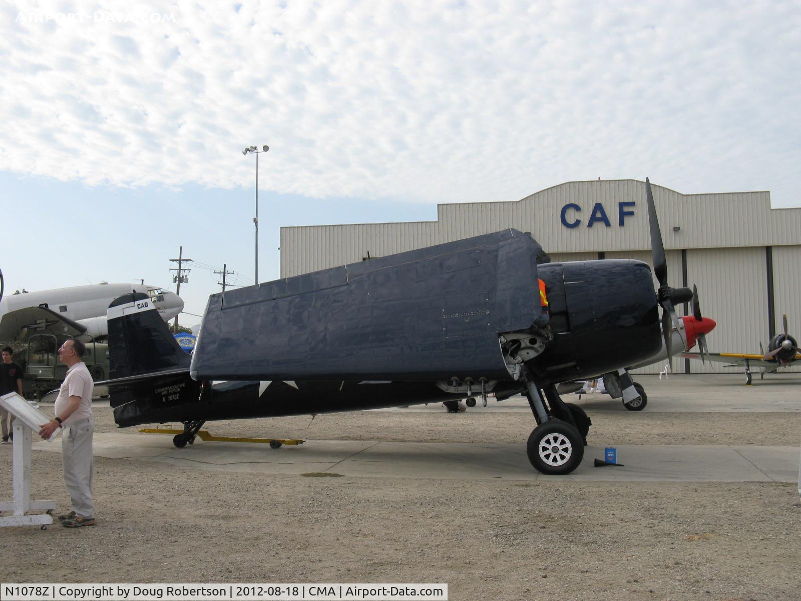 N1078Z, 1963 Grumman F6F-5 Hellcat C/N 27354801-66, 1963 S & S Special/Grumman F6F-5 HELLCAT 'MINSI III', P&W R-1820-10W Double Wasp 18 cylinder 2,200 Hp, wings folded