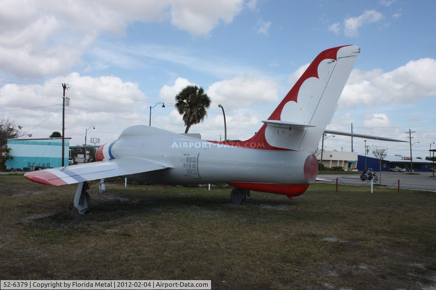 52-6379, 1951 Republic F-84F-30-RE Thunderstreak C/N Not found 51-1797, F-84F Thunderstreak along Highway U.S. 17 in Wauchula FL