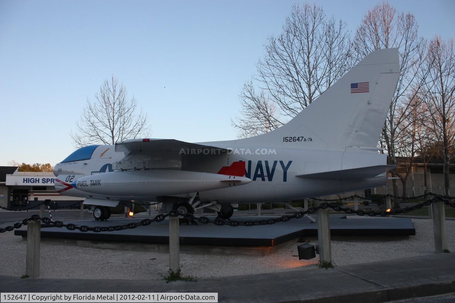 152647, LTV A-7A Corsair II C/N A-004, Corsair II in school parking lot High Springs FL