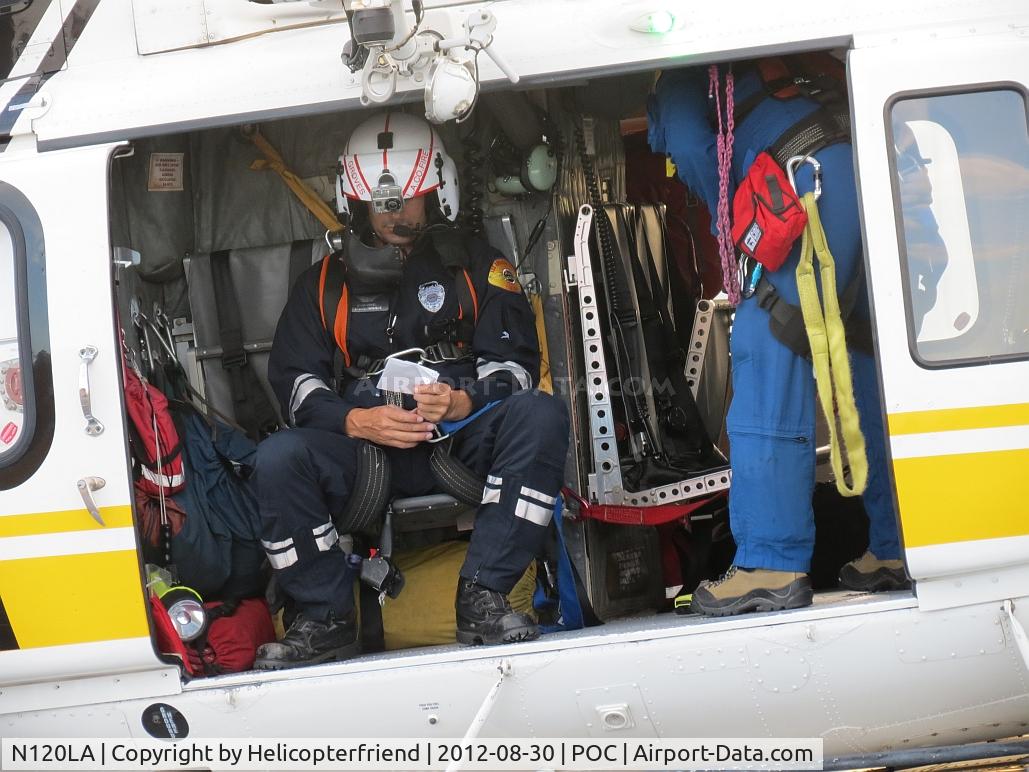 N120LA, 2007 Bell 412EP C/N 36455, Harness on, safety strapped to the ship, camera on helmet ready, waiting for lift off for a possible hoisting rescue